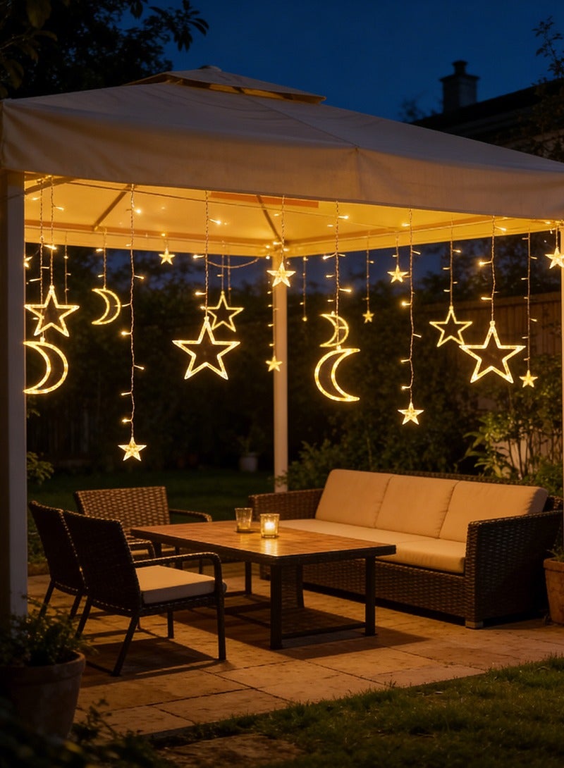 يواوليتي أضواء رمضان، 8 أوضاع إضاءة أضواء LED رمضان، أضواء زخرفية على شكل نجمة وقمر بطول 2 متر لغرفة النوم والعطلات (أبيض دافئ) - Image 2